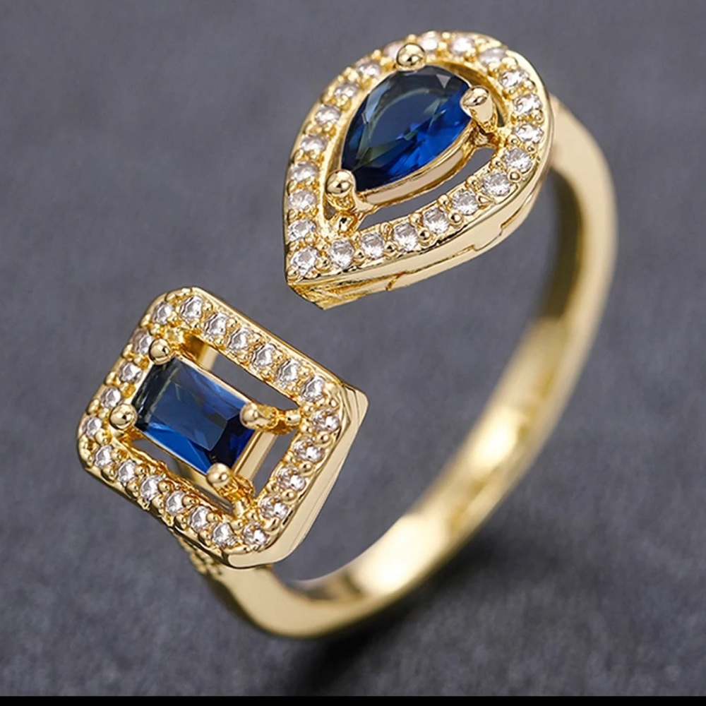 Gold blue ring